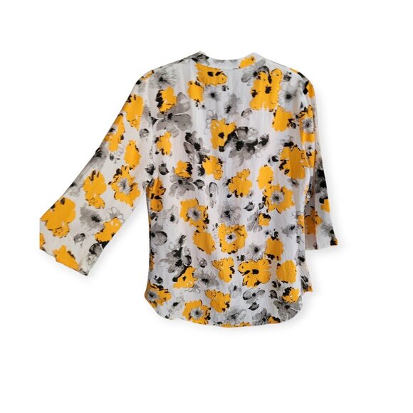 XL Floral Patterned Deal Button-Up, White/Yellow/Blue - Picture 4 of 8